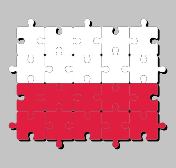 Puzzle Drapeau Pologne Dans Une Horizontale Deux Couleurs Blanc Rouge — Image vectorielle