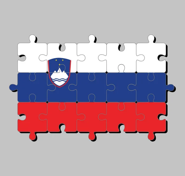 Legpuzzel Van Slovenië Vlag Wit Blauw Rood Geladen Met Het — Stockvector