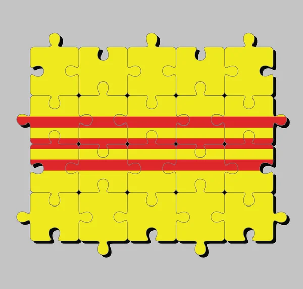 Puzzle Flagi Południowego Wietnamu Dziedzictwa Wolności Flagi Kolorze Żółtym Trzech — Wektor stockowy