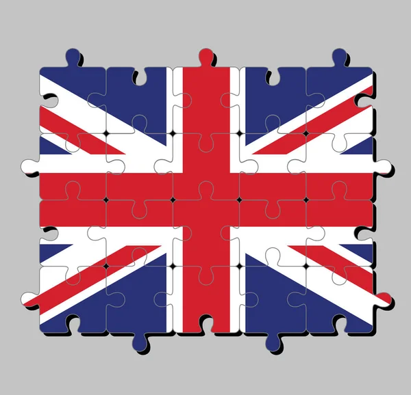 Головоломка Флага Юнион Джека Государственный Флаг Соединенного Королевства Бело Красный — стоковый вектор