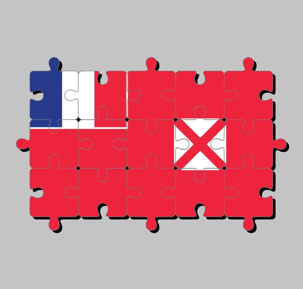 Quebra Cabeça Wallis Futuna Bandeira Vermelho Saltire Quadrado Branco Bandeira — Vetor de Stock