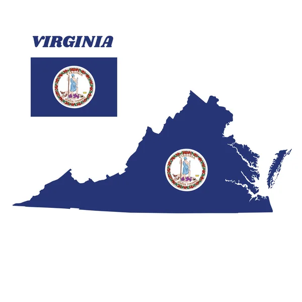 Mapa Bandeira Virgínia Nome Estado Obverse Seal Virginia Campo Azul —  Vetores de Stock