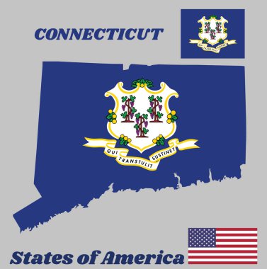Connecticut haritası ve bayrağı, Qui Transtulit Sustinet, Latince 