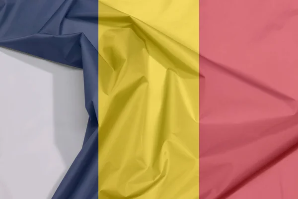 Crêpe Pli Drapeau Tissu Tchad Avec Espace Blanc Tricolore Vertical — Photo