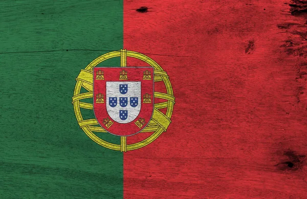 Bandera Portugal Sobre Fondo Placa Madera Grunge Textura Bandera Portuguesa —  Fotos de Stock