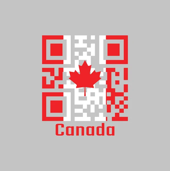 Qr代码设置了加拿大国旗的颜色 红白相间的垂直三带 中央有红枫叶 文字加拿大 — 图库矢量图片