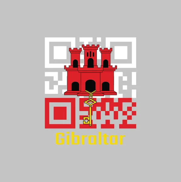 Código Define Cor Bandeira Gibraltar Branco Com Uma Faixa Vermelha — Vetor de Stock