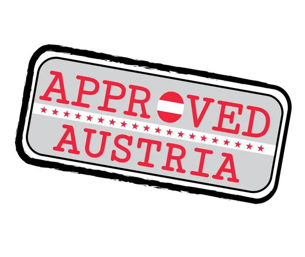 Timbre Vectoriel Logo Approuvé Avec Drapeau Autrichien Forme Texte Autriche — Image vectorielle