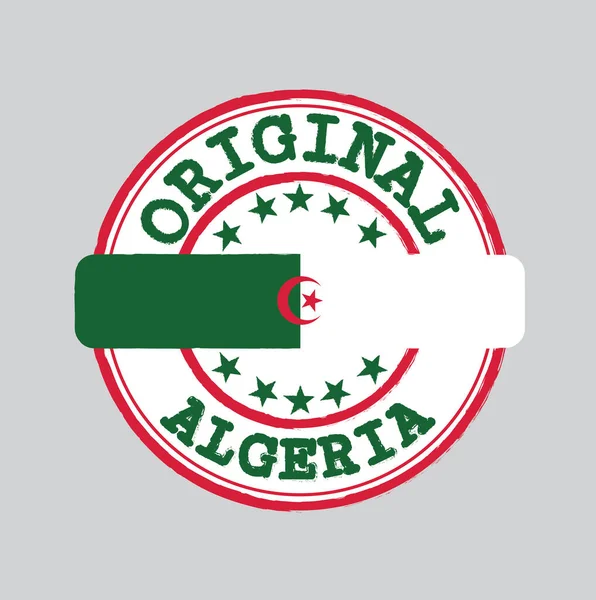 Vector Pieczęć Oryginalne Logo Tekstem Algieria Wiązanie Środku Flagą Narodu — Wektor stockowy