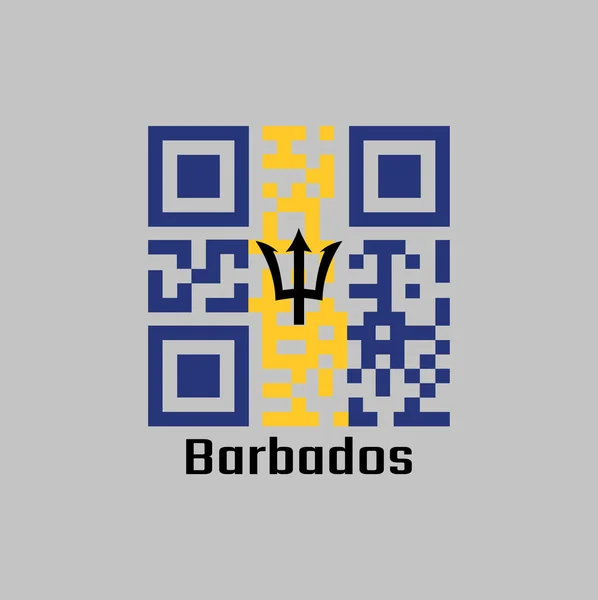 Code Set Color Barbados Flag Vertical Triband Ultramarine Hoist Side —  Vetores de Stock