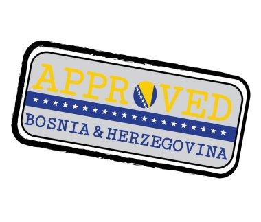 Bosna Bayrağı şeklindeki onaylanmış logonun Vektör Damgası ve Bosna-Hersek 'e mesaj. Grunge Kauçuk Doku Mührü Bosna-Hersek 'ten Onaylandı.