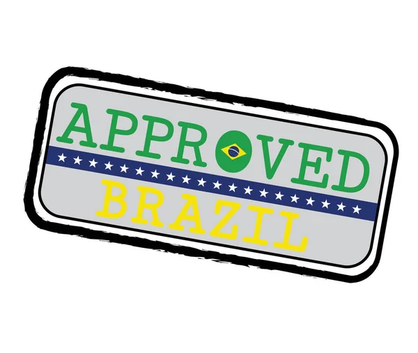 Vector Stamp Approved Logo Brazilian Flag Shape Text Brazil Grunge — Archivo Imágenes Vectoriales