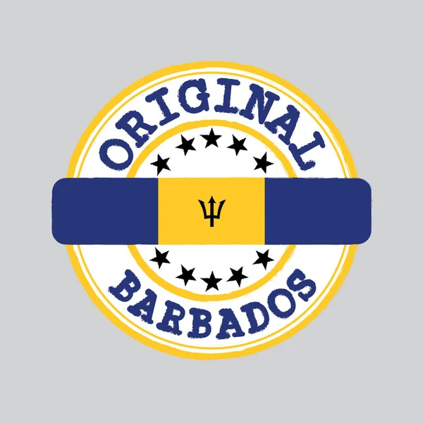 Timbro Vettoriale Del Logo Originale Con Testo Barbados Legatura Centro — Vettoriale Stock