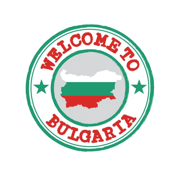 Sello Vectorial Bienvenida Bulgaria Con Contorno Del Mapa Nación Centro — Archivo Imágenes Vectoriales