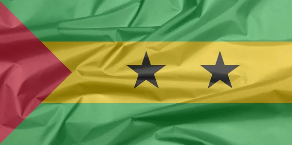 Fabric Flag Sao Tome Principe Crease Sao Tome Principe Flag — Stock Photo, Image