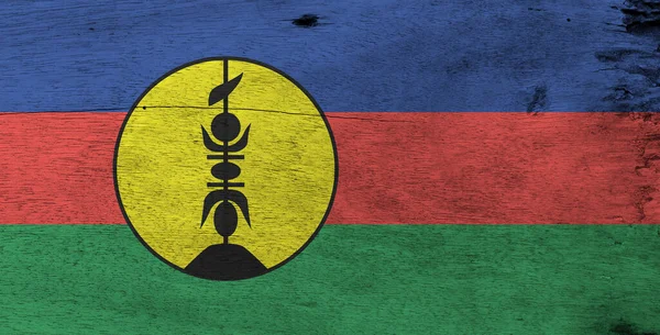 Flaga Nowej Kaledonii Drewnianym Tle Płyty Grunge Nowa Kaledonia Flaga — Zdjęcie stockowe