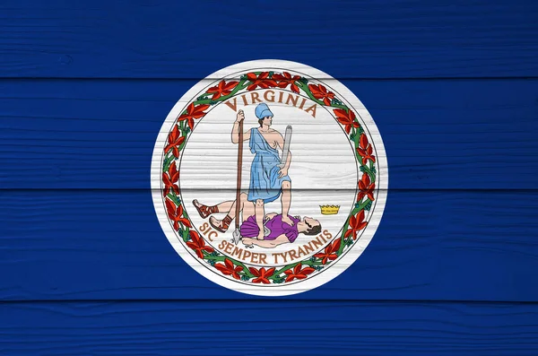 Virginia Flagge Farbe Auf Fiber Zementblech Wandhintergrund Gemalt Vorderseite Des — Stockfoto