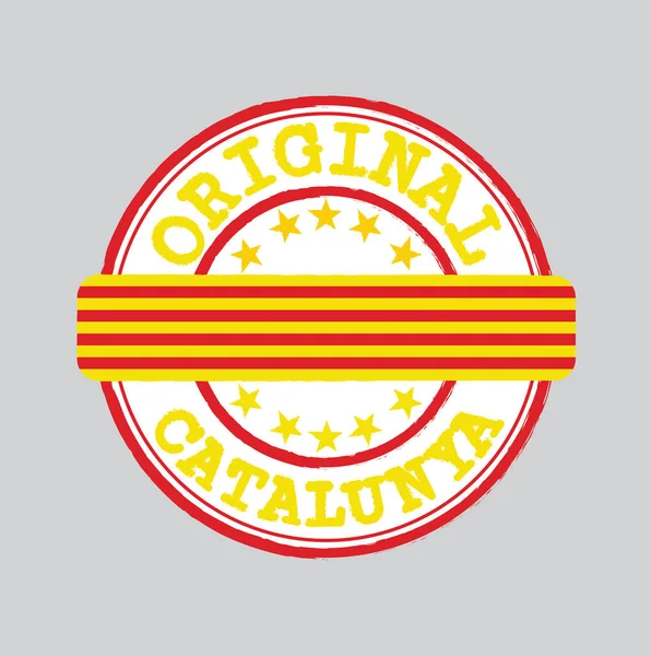 Selo Vetor Logotipo Original Com Texto Catalunha Amarração Meio Com —  Vetores de Stock