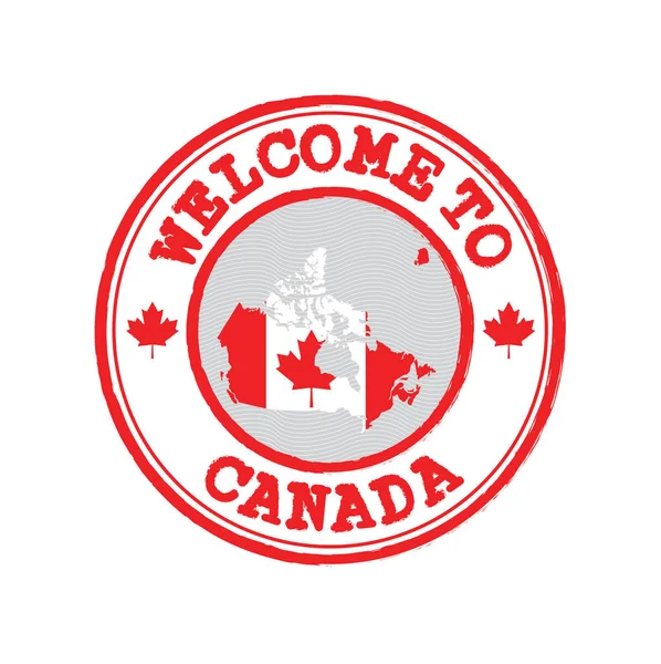 欢迎来到加拿大的矢量邮票 以国家的地图轮廓为中心 Grunge橡胶纹理欢迎来到加拿大邮票 — 图库矢量图片