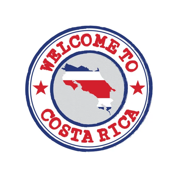 Sello Vectorial Bienvenida Costa Rica Con Contorno Del Mapa Nación — Vector de stock