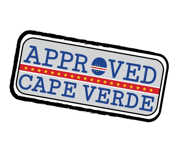 Vector Stamp Approved Logo Cape Verde Flag Shape Text Cabo — Vector de stock