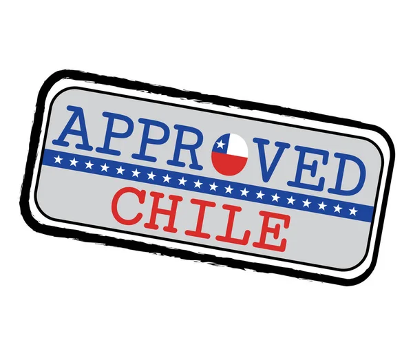 Vector Stamp Approved Logo Chile Flag Shape Text Chile Grunge — Stock Vector