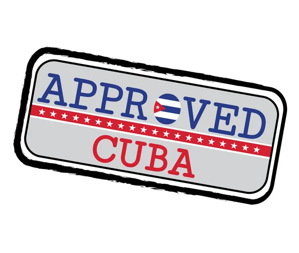 Vector Stamp Approved Logo Cuba Flag Kształcie Litery Tekstu Kuba — Wektor stockowy