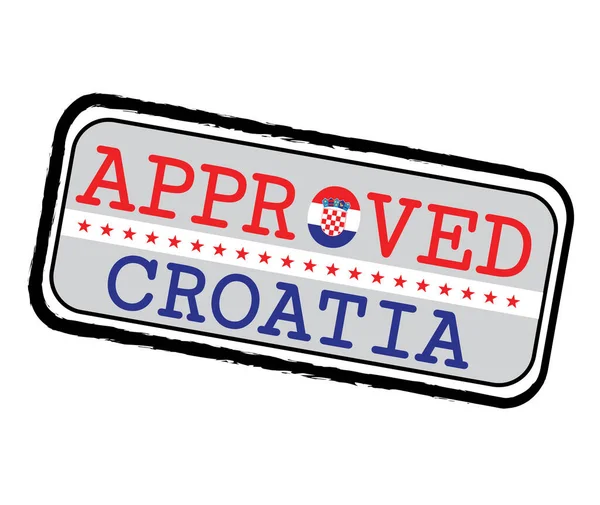Timbre Vectoriel Logo Approuvé Avec Drapeau Croatie Forme Texte Croatie — Image vectorielle