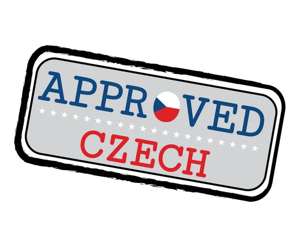 Timbre Vectoriel Logo Approuvé Avec Drapeau République Tchèque Forme Texte — Image vectorielle