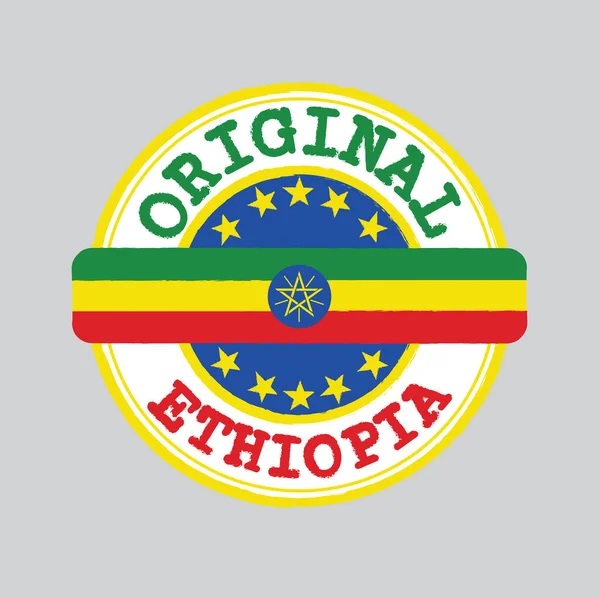 Vector Sello Del Logo Original Con Texto Etiopía Empate Medio — Archivo Imágenes Vectoriales