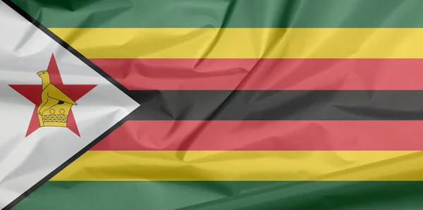 Bandiera Tessuto Dello Zimbabwe Sfondo Della Bandiera Dello Zimbabwe Sette — Foto Stock