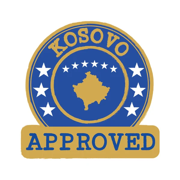 Timbre Vectoriel Logo Approuvé Avec Drapeau Kosovo Dans Forme Ronde — Image vectorielle