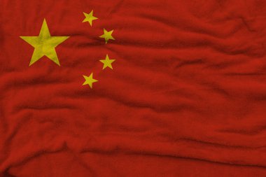 Havlu kumaşında Çin bayrağı deseni, kumaş dokusunda Çin bayrağı..