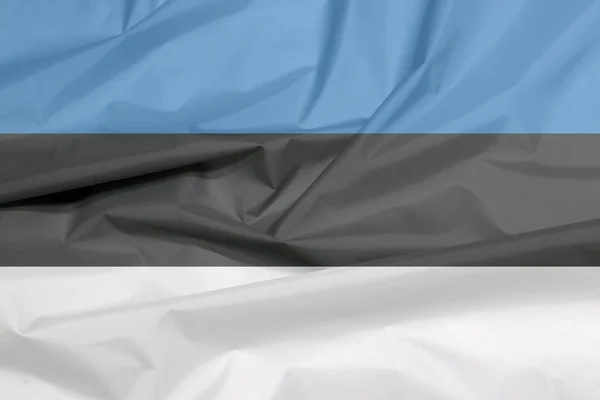 Tkaninová Vlajka Estonska Záhyb Pozadí Estonské Vlajky Horizontální Kmene Modré — Stock fotografie