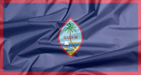 Bandeira Tecido Guam Vinco Guam Bandeira Fundo Fundo Azul Escuro — Fotografia de Stock