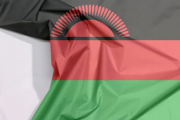 Malawi Tkanina Vlajka Crepe Vrásky Bílým Prostorem Černá Červená Zelená — Stock fotografie