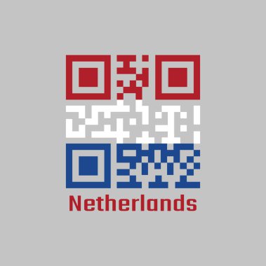 QR kodu Hollanda bayrağının rengini belirledi. Hollanda yazılı kırmızı beyaz ve mavi renk.