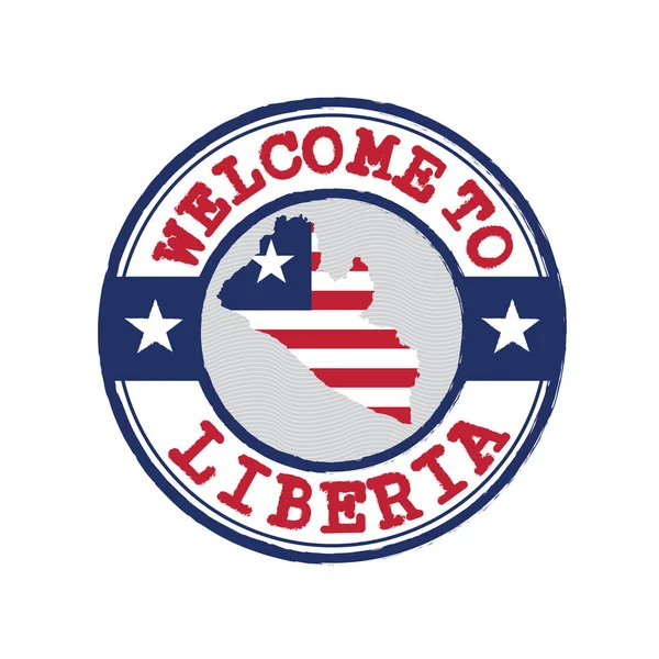 Vectorstempel Van Welkom Liberia Met Kaartschema Van Natie Het Midden — Stockvector