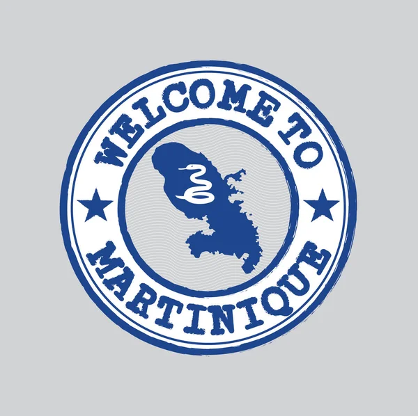 Vector Stamp Welcome Martinique Nation Flag Map Outline Center Grunge — Stock Vector