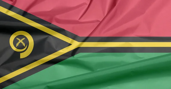 Stofvlag Van Vanuatu Vouw Van Vanuatu Vlag Achtergrond Rood Groen — Stockfoto