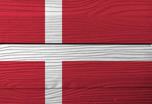Bandeira Dinamarca Fundo Parede Madeira Grunge Dinamarca Bandeira Textura Vermelho — Fotografia de Stock