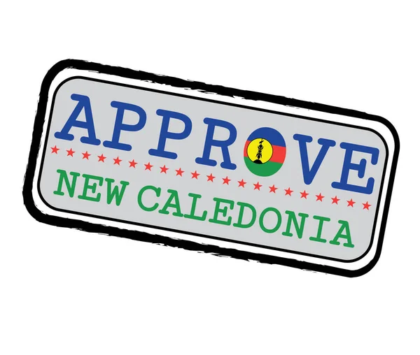 Vector Stamp Approve Logo New Caledonia Bandera Forma Texto Nueva — Vector de stock