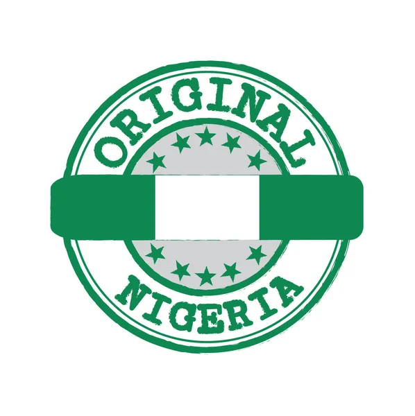 Vector Stamp Original Logo Text Nigeria Tying Middle Nation Flag — Stock Vector