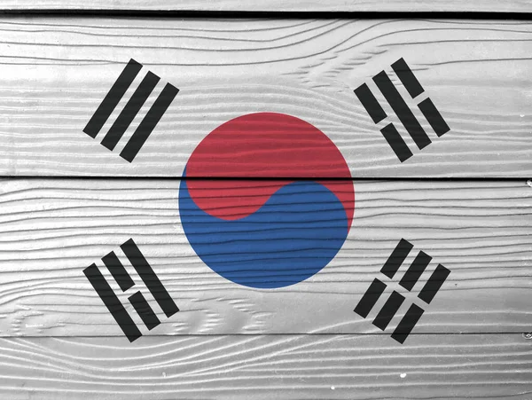 Bandeira Coreia Sul Fundo Parede Madeira Grunge Coreia Sul Bandeira — Fotografia de Stock