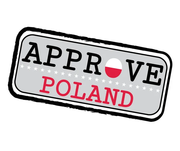 Timbre Vectoriel Pour Approbation Logo Avec Drapeau Polska Forme Texte — Image vectorielle