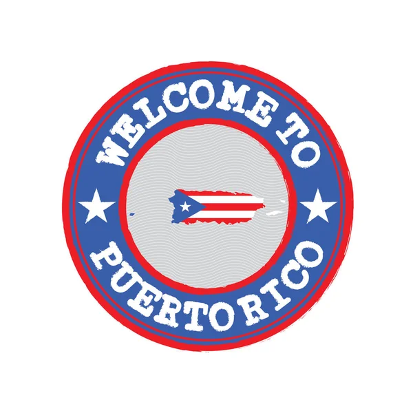 Timbro Vettoriale Logo Originale Con Testo Porto Rico Legatura Centro — Vettoriale Stock