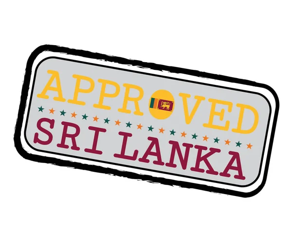 Timbre Vectoriel Logo Approuvé Avec Drapeau Sri Lankais Forme Texte — Image vectorielle