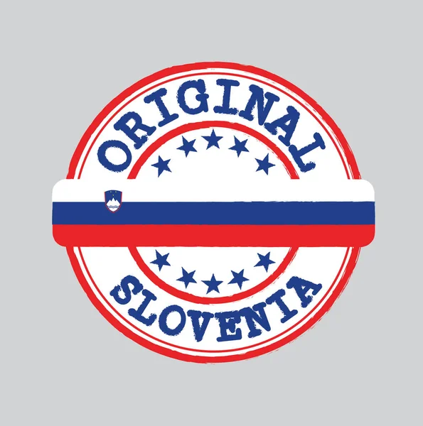 Timbre Vectoriel Logo Original Avec Texte Slovénie Attachement Milieu Avec — Image vectorielle