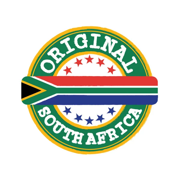 テキスト南アフリカと中央にタイで元のロゴのベクトルスタンプ国旗 南アフリカ発のオリジナルグランジラバーテクスチャスタンプ — ストックベクタ