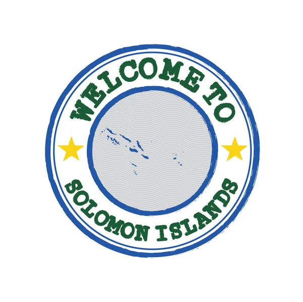 Sello Vectorial Bienvenida Las Islas Salomón Con Contorno Del Mapa — Vector de stock